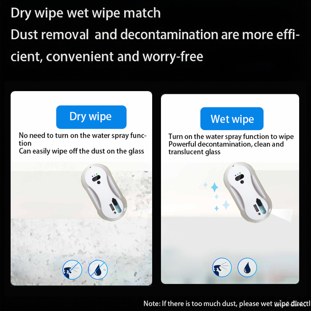 Spray and wipe alternately — 15 μm micron-fog with C-shaped mist