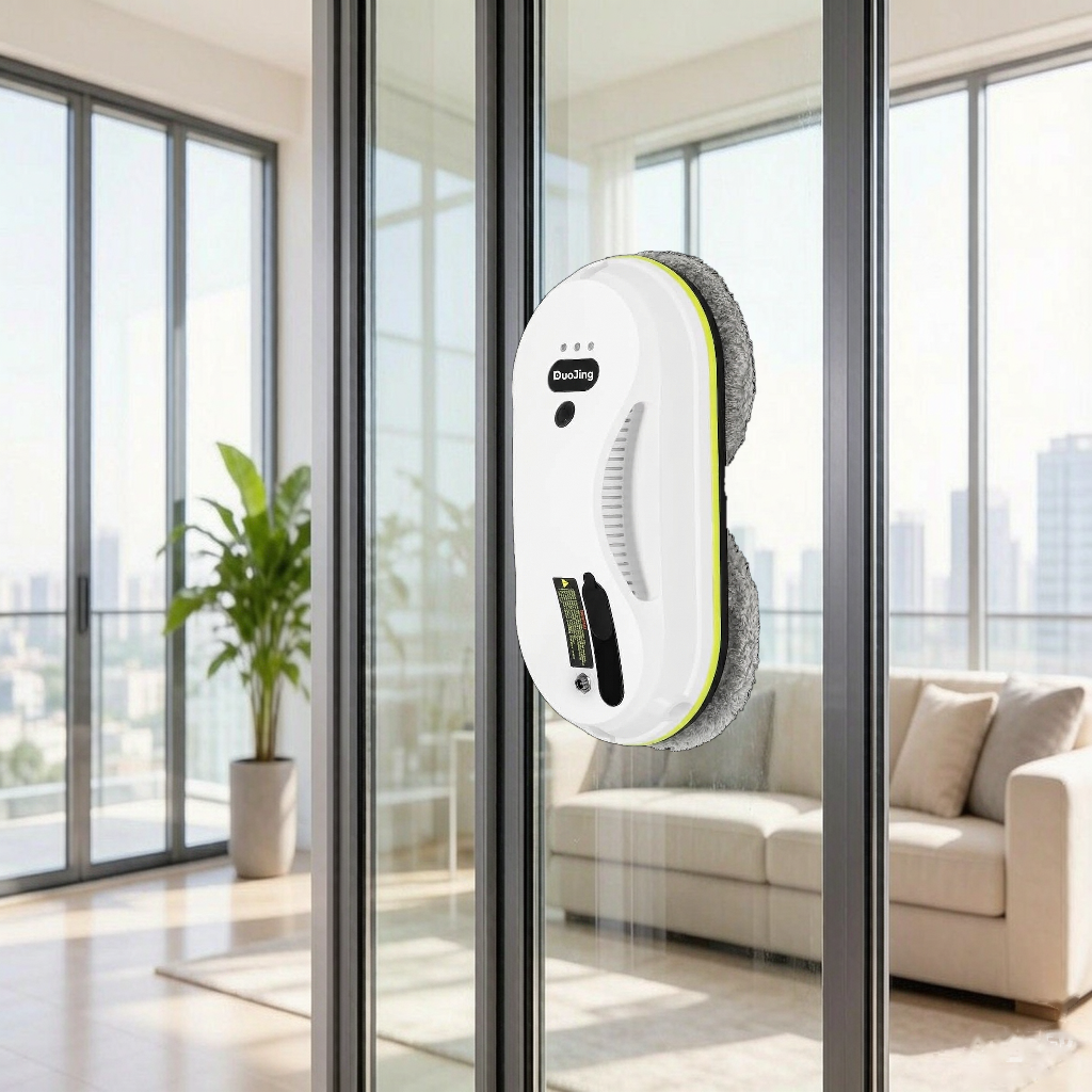 Duojing C03 window cleaning robot working on glass in a home